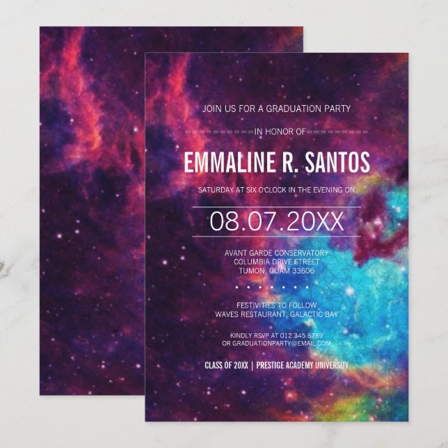 Colorful Galaxy Graduation Party Invite (Front/Back)