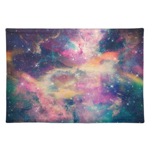 Colorful Galaxy Nebula Watercolor Painting Cloth Placemat