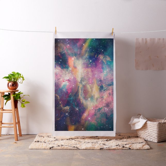 Colorful Galaxy Nebula Watercolor Painting Fabric (In Situ)
