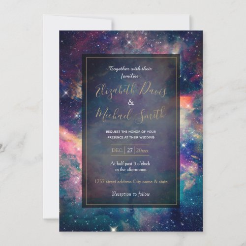 Colorful Galaxy Nebula Watercolor Painting Invitation