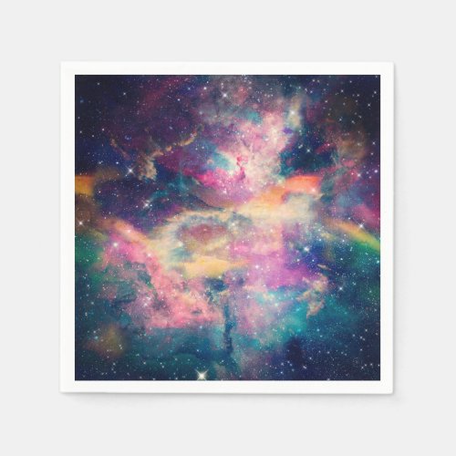 Colorful Galaxy Nebula Watercolor Painting Napkins