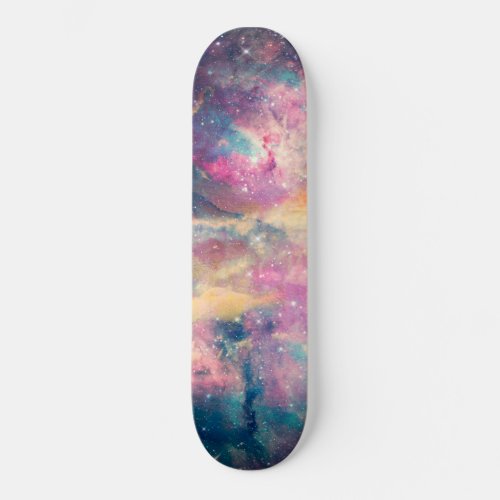 Colorful Galaxy Nebula Watercolor Painting Skateboard
