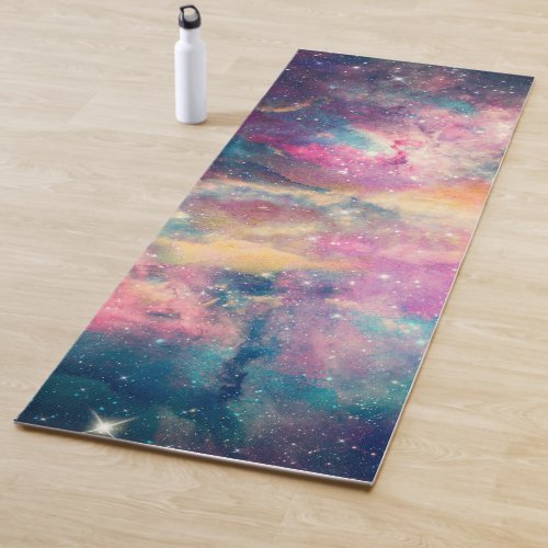 Colorful Galaxy Nebula Watercolor Painting Yoga Mat