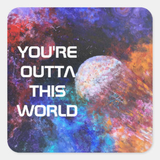 Colorful Galaxy Painting Kids Cool Birthday Party  Square Sticker