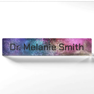 Colorful Galaxy Pattern Desk Name Plate