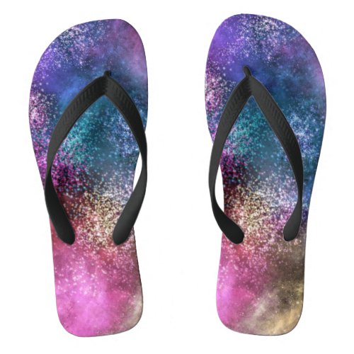 Colorful Galaxy Pattern Flip Flops