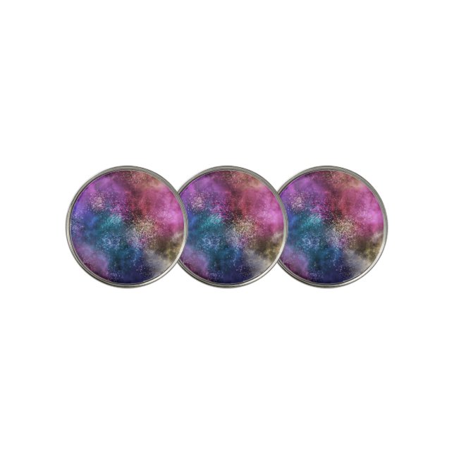 Colorful Galaxy Pattern Golf Ball Marker (3 Up)