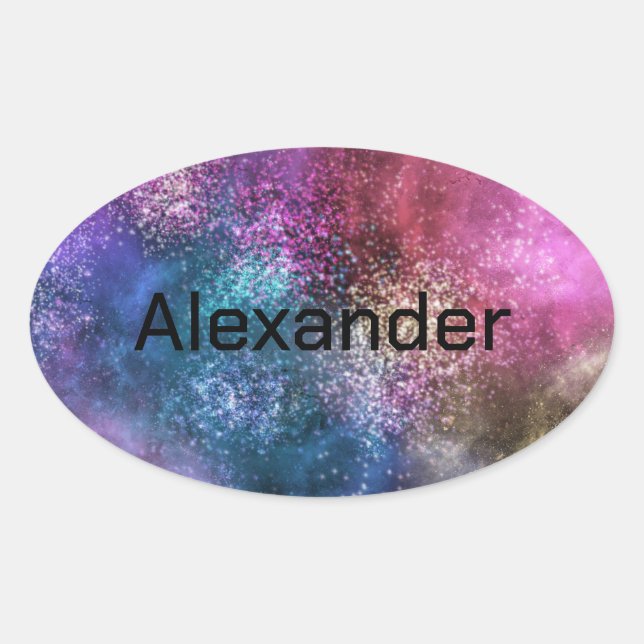 Colorful Galaxy Pattern Oval Sticker (Front)