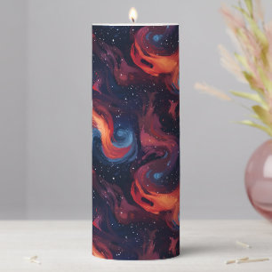 Colorful Galaxy Pattern Pillar Candle