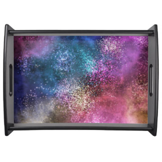 Colorful Galaxy Pattern Serving Tray