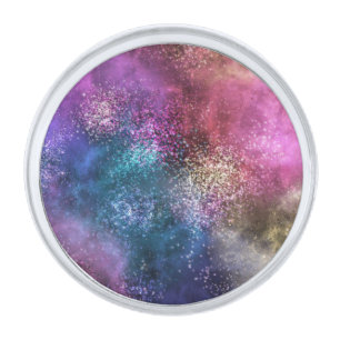Colorful Galaxy Pattern Silver Finish Lapel Pin