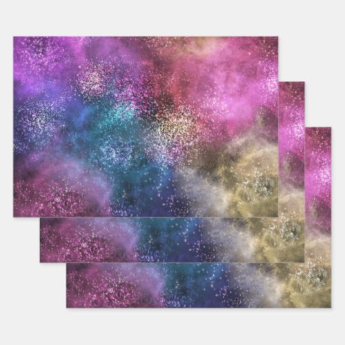 Colorful Galaxy Pattern Wrapping Paper Sheets