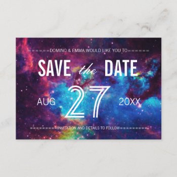 Colorful Galaxy Photo Save The Date by RenImasa at Zazzle