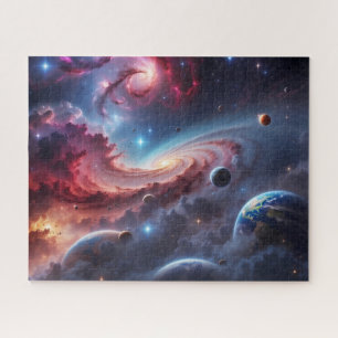 Colorful Galaxy Planets Outer Space Jigsaw Puzzle