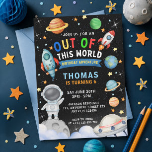 Colorful Galaxy Space Out Of This World Birthday Invitation