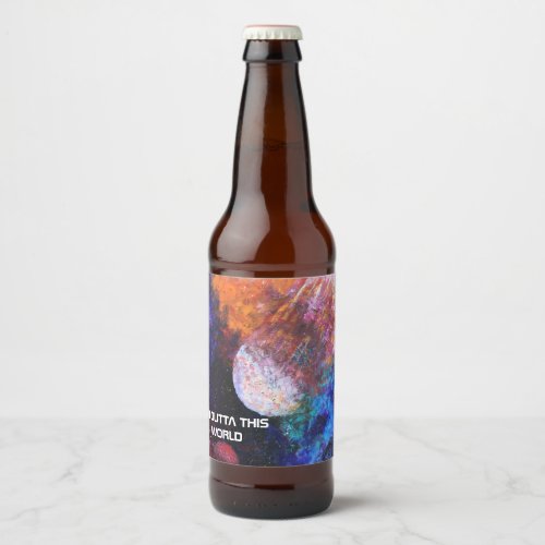 Colorful Galaxy Space Painting Cool   Beer Bottle Label