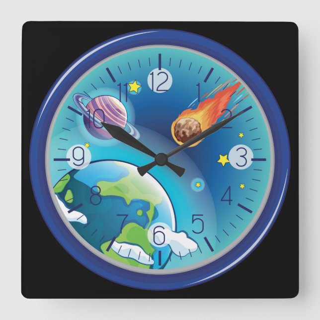 Colorful Galaxy Square Wall Clock (Front)