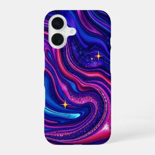 Colorful galaxy swirl iphone 16 phone case