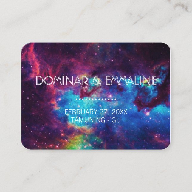 Colorful Galaxy Wedding Place Cards (Front)