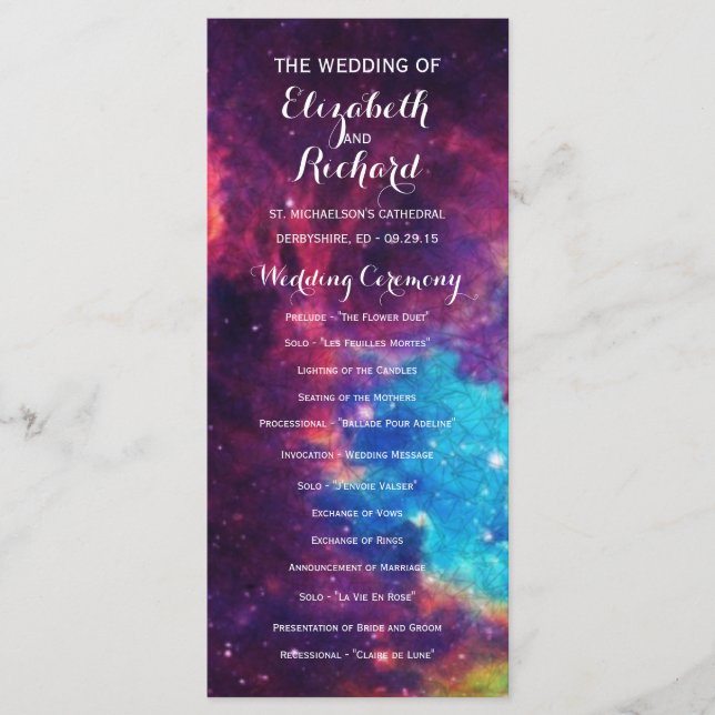 Colorful Galaxy Wedding Programs (Front)