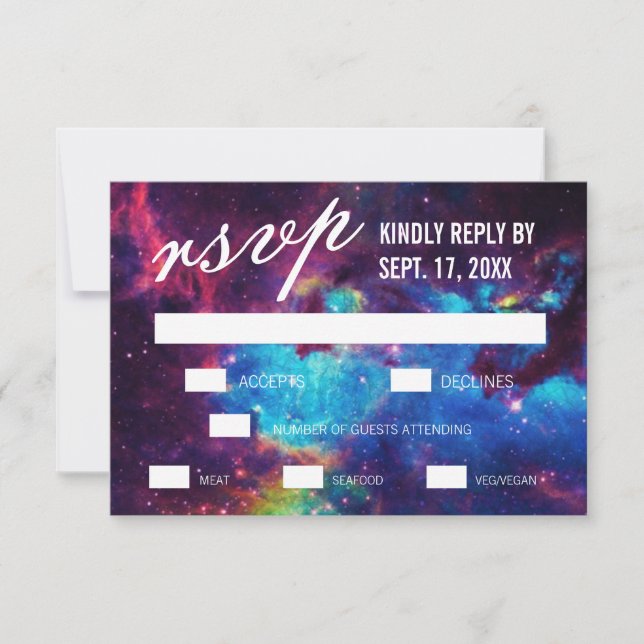 Colorful Galaxy Wedding RSVP Cards (Front)
