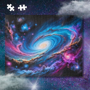 colorful galaxy with stars and nebulas jigsaw puzzle