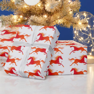 Colorful Galloping Horses Pattern Wrapping Paper