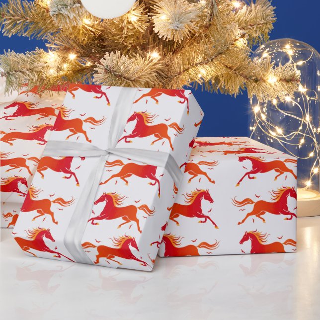 Colorful Galloping Horses Pattern Wrapping Paper (Holidays)