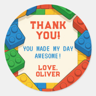 Colorful Game Building Blocks Thank You Tag