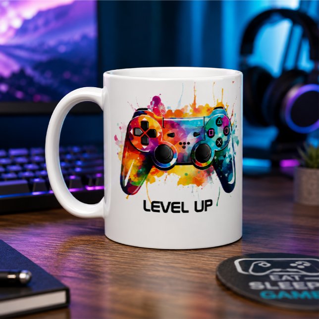 Colorful Gamer Controller "Level Up" Mug Design (Creator Uploaded)