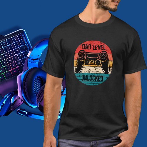 Colorful Gamer Dad Level Unlocked T_Shirt