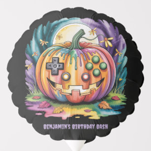 Colorful Gamer Pumpkin Halloween Bash Balloon