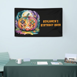 Colorful Gamer Pumpkin Halloween Bash  Banner