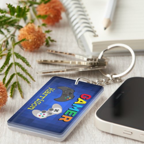 Colorful Gamer Video Game Personalized Keychain