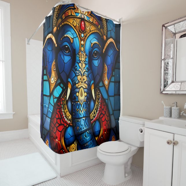 Colorful Ganesh Shower Curtain Sets (In Situ)
