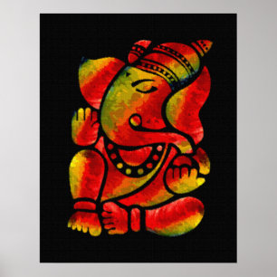 Colorful Ganesha Canvas Oil Painting Poster