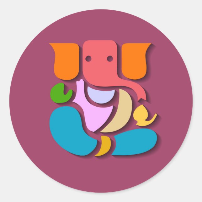 Colorful Ganesha Classic Round Sticker (Front)