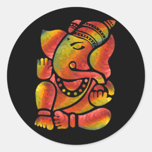 Colorful Ganesha Painting Classic Round Sticker