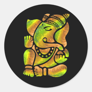 Colorful Ganesha Painting Classic Round Sticker