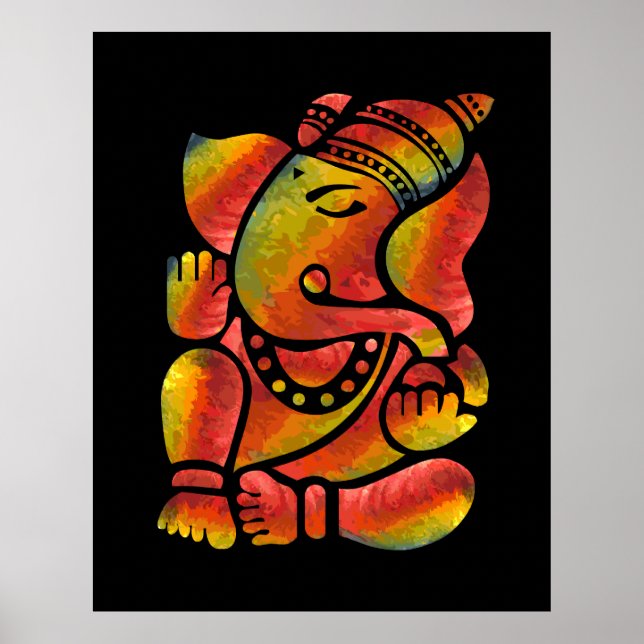 Colorful Ganesha Painting Poster (Front)