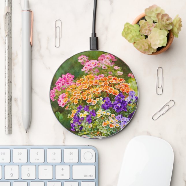 Colorful Garden Art Flowers Charger (Desk)
