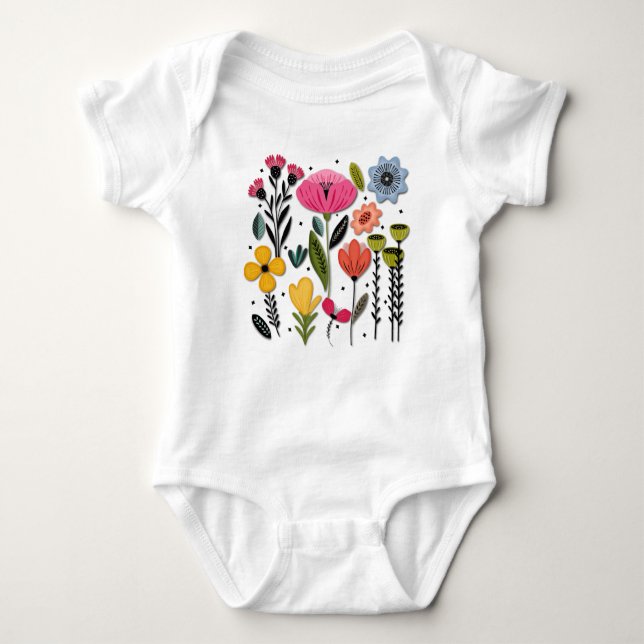 Colorful Garden Baby Bodysuit (Front)