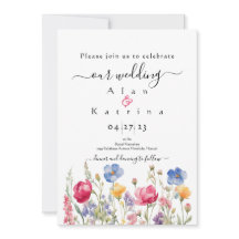 Colorful Garden Boho Wildflower Wedding Invitation