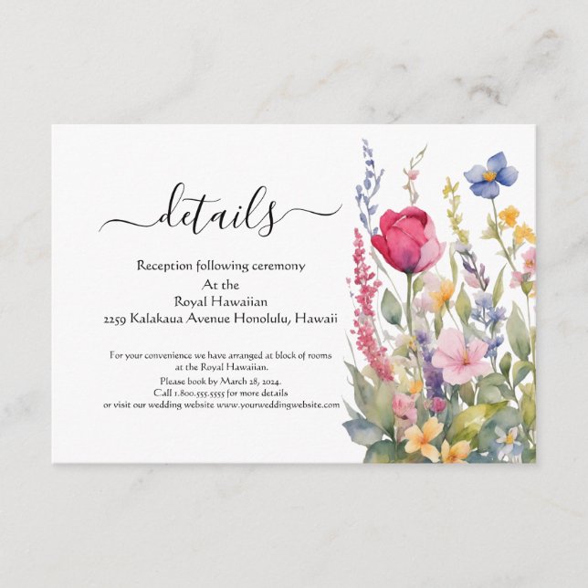 Colorful Garden Boho Wildflowers Enclosure Card (Front)