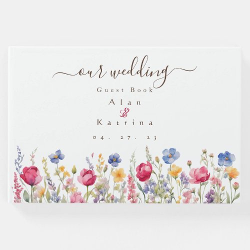 Colorful Garden Boho Wildflowers Guest Book