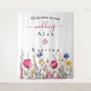 Colorful Garden Boho Wildflowers Tapestry