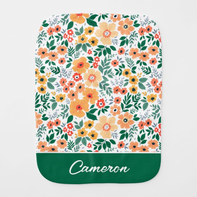 Colorful Garden Bouquet Pattern Baby Burp Cloth (Front)