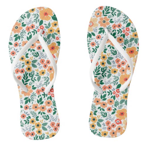 Colorful Garden Bouquet Pattern Flip Flops