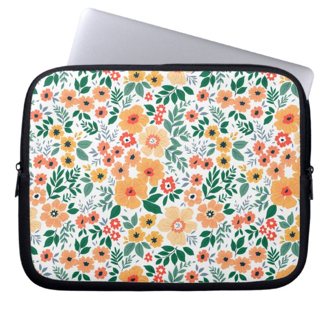 Colorful Garden Bouquet Pattern Laptop Sleeve (Front)