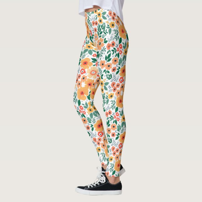 Colorful Garden Bouquet Pattern Leggings (Left)